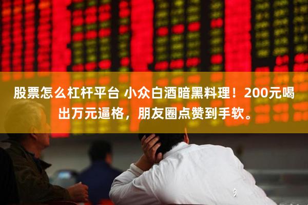 股票怎么杠杆平台 小众白酒暗黑料理！200元喝出万元逼格，朋友圈点赞到手软。